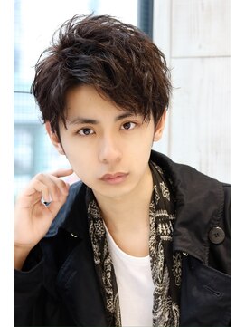 ネイビー(NAVY) アップバングショートレイヤー セミウェット ソフトスパイラル