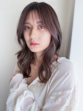 ロロン 代々木八幡(LORONG) セミロングレイヤー　モーブブラウン　インナーカラー