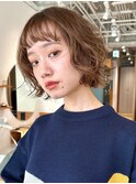 顔周りレイヤーカットグレージュカラーくびれボブショートカット