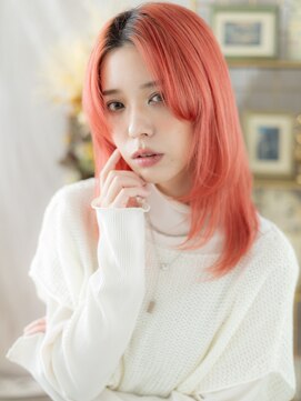 カバーヘア イヴ 戸頭店(COVER HAIR EVE) アプリコットオレンジ小顔姫カットレイヤーウルフa戸頭10代20代