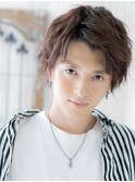 ダークアッシュ斜めバング爽やか大人ショートR上尾