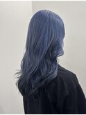 明るめ青カラー×裾カラー黒