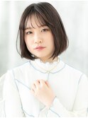 ミストバング耳掛け暖色系カラー丸みボブq小山20代30代40代