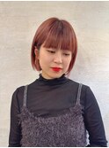 ミニボブ/レッドブラウン/髪質改善／オージュア