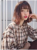アンブレラカラー/こなれミディ/ウェーブパーマ/前髪/錦糸町