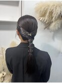 編み下ろしアレンジ/タイトヘアアレンジ/結婚式お呼ばれヘア