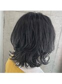 ウルフボブ×ダークグレー×グレージュ
