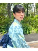 黒髪ロングタイトポニーヘアアレンジ　浴衣着付け ヘアセット