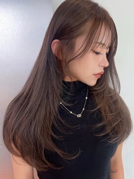 サイン 表参道(SIGN) ミディアムヘアグレージュカラーデザインカラーシルキーベージュ