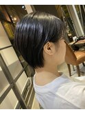 グレーベージュカラーダークアッシュベージュショートヘア黒髪
