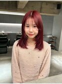 デザインカラーレイヤーカットウェットヘア夏オリーブベージュ