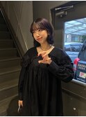 20代30代40代ダブルカラー透明感毛先パーマ肩ライン外ハネ