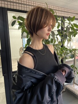 ネイロ 錦糸町(NeiRo) 魅力倍増カールセミディシアーカラーダークアッシュショートヘア