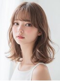 くびれヘア ハイライトカラー アプリコットオレンジ 夏