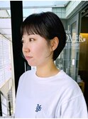 オン眉　黒髪ショート　京都美容室　進詩織