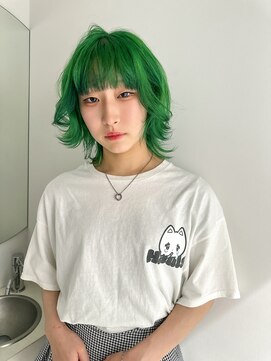 キオク(KIOX) グリーン/ウルフヘア/ブリーチ/ハイトーン/栄/名古屋
