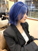 ロチカバイドールヘアー 心斎橋(Rotika by Doll hair) 大人っぽレイヤー×ブルーカラー