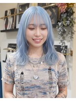 グッドフェローズ キタホリエ(GoodFellas kitahorie)&nbsp;透明感抜群ブルーアッシュのレイヤースタイルハイトーン艶感