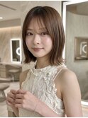 顔から周りカット/縮毛矯正/グレージュ/アッシュカラー/大人ボブ