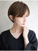 大人可愛い20代30代40代黒髪前下がりショートボブ丸みショート◎