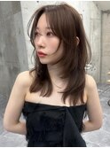 韓国ヘアーハッシュカットレイヤーカットグレージュブリーチ無し