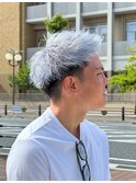 アップバング短髪ツイストスパイラルブリーチパーマツイスパ