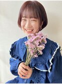 ナチュラルボブ×ピンクベージュ