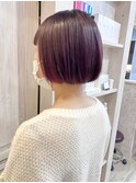 福山市Caaryマチルダボブミニボブ暖色ピンクイルミナカラー30代