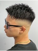 MEN'S/アップバングショート×フェード/短髪フェード/黒髪