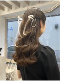 リボンハーフアップ