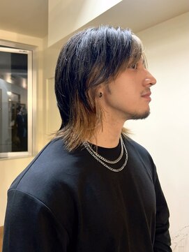 エクテ(ecouter) インナーカラーハイライトブロンドベージュメンズウルフ