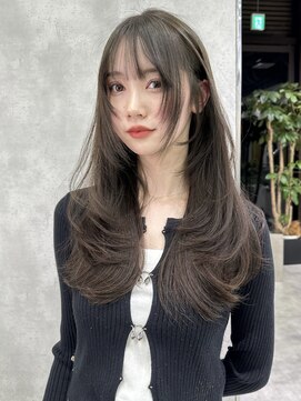 シティ(CITY) 韓国風レイヤーカット オリーブグレージュ 黒髪 ネビージュ