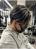 ハイライトセンターパートメッシュダブルカラーツーブロック
