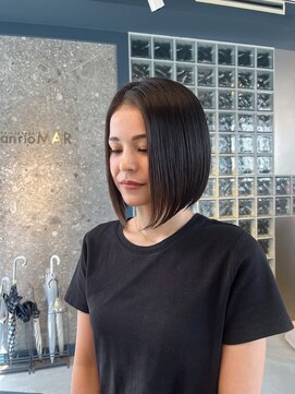 アンリオマール(an rio MAR) 弱酸性縮毛矯正でナチュラル前下がりボブ