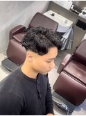 神保町スペインカールブルーブラックメンズスパイキーショート