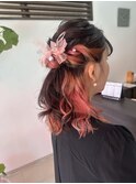 ハーフアップ　お呼ばれヘアー