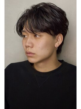 ロンドアンメゾン 原宿(Lond un Maison.) men's/メンズ/リバースセンターパート/黒染め/ニュアンスパーマ