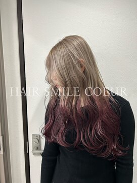 ヘアースマイルクー(HAIR SMILE COEUR) 【YUKA】ミルクティー × ピンク のルーツカラー