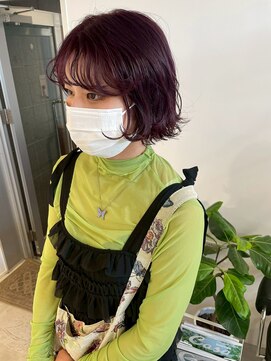  fit stand 千葉/ショートボブ/カット/パーマ/ダブルカラー/トリートメント/縮毛矯正 イメチェン/ピンクベージュ/アンブレラカラー[千葉]