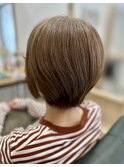 【もとめ。】大人ショートボブ★明るめベージュブラウン