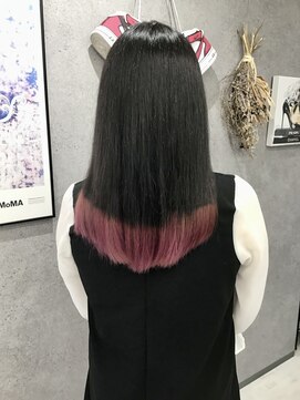 パーセント(percent) 裾ピンクカラー/黒髪デザインカラー/推し活カラー/枚方市駅