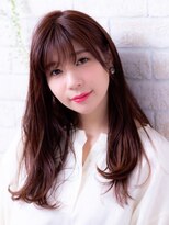 エルデ ナインズ ヘアー スタンド 川口店(elde 9's HAIR STAND)&nbsp;ピンクベージュorインナーグレージュの短めバング大人ヘア