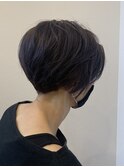 ショートボブ×パープルグレー