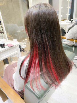 デイズ(days) 人気のインナーカラー☆ダークアッシュにレッドカラーバター