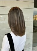 大人可愛いカーキベージュ★こなれストレート秋ヘアー10代20代
