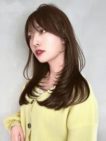 ロンド ジュルード 名古屋(Lond jeloud)&nbsp;ワンカールで決まるレイヤーカット×ブリーチなしベージュ　前髪