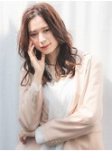 大人かわいい/小顔レイヤー/20代30代/透明感ベージュ