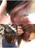 インナーカラーは淡いピンクで女子力アップ【ユートピア渡邉】