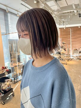 ヘアーエスクールシーユー 枚方T-SITE店(hair S.COEUR×Cu) ぱつんとボブ×ハイトーンロイヤルベージュ