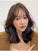 くびれミディアムレイヤースタイル/韓国風ヘア/2wayバング/巻き